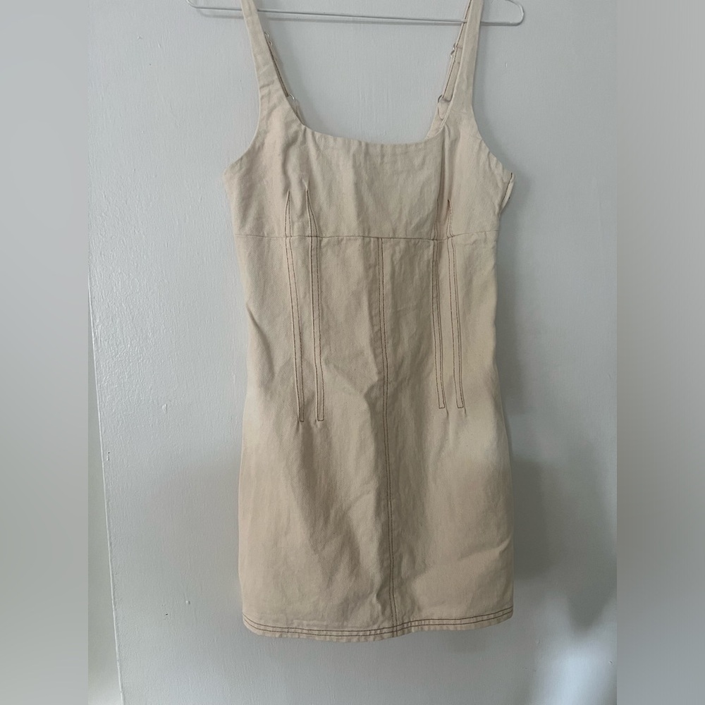 White jean mini dress